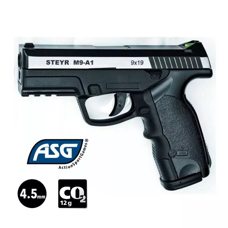 STEYR M9-A1 ASG AIRGUN Black/Silver - 4.5mm BBs - CO²