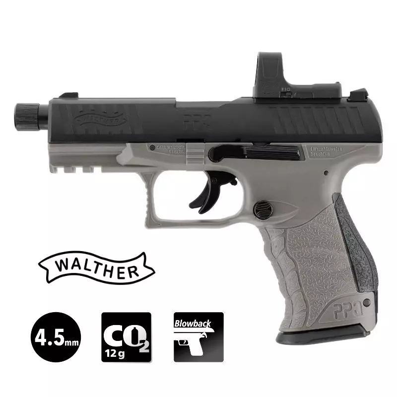 PISTOLET WALTHER PPQ M2 Q4 TAC COMBO 4.6" Gris VISEUR RDS 8 - 4.5mm Plomb CO²