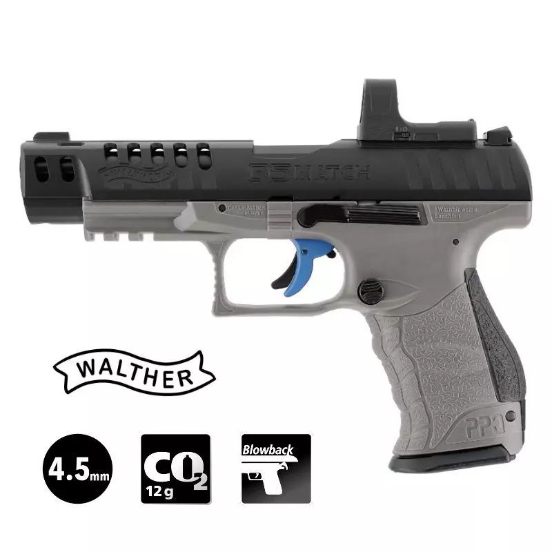 PISTOLET WALTHER Q5 MATCH COMBO 5" Gris VISEUR RDS 8 - 4.5mm Plomb CO²