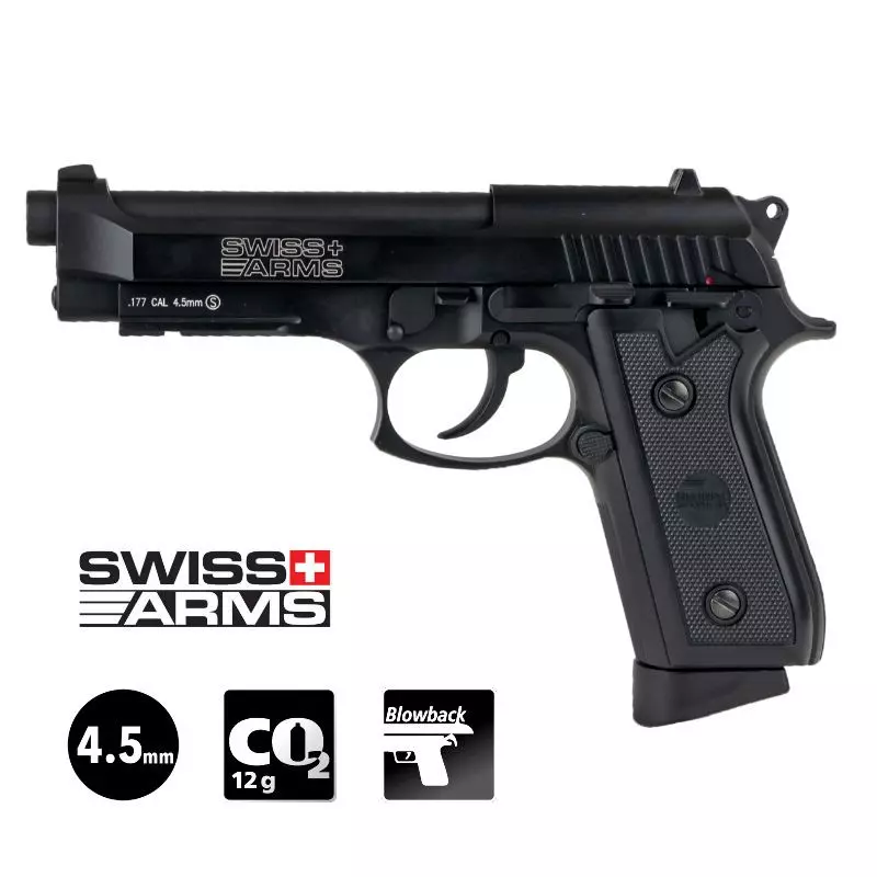 SWISS ARMS P92 Noir - Blowback - 4.5mm BB - CO²