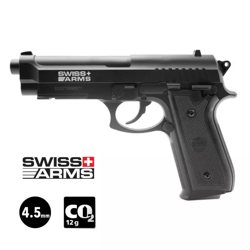 SWISS ARMS SA 92 AIRGUN PISTOL Black - Fixed Slide - 4.5mm BB - CO²