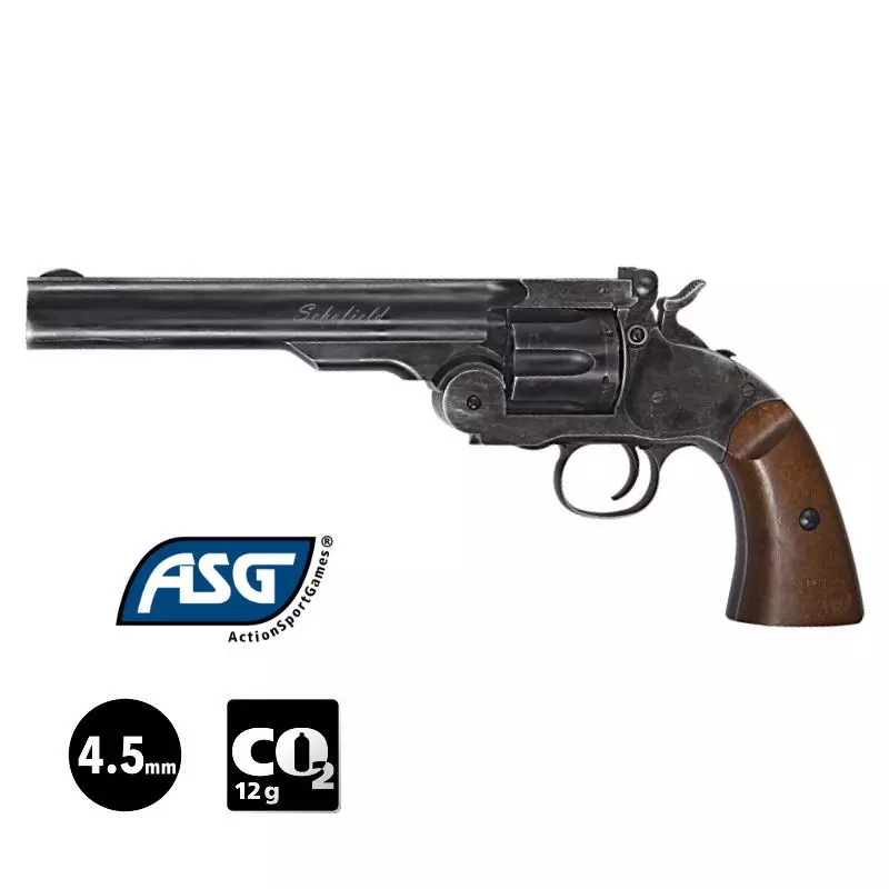 ASG SCHOFIELD AIRGUN REVOLVER 6 inch Antique Black - Pellet 4.5mm CO²