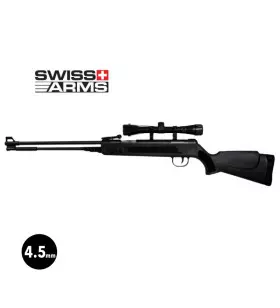 SWISS ARMS CROW BLACK RIFLE + SCOPE - Pellets 4.5mm / 10J
