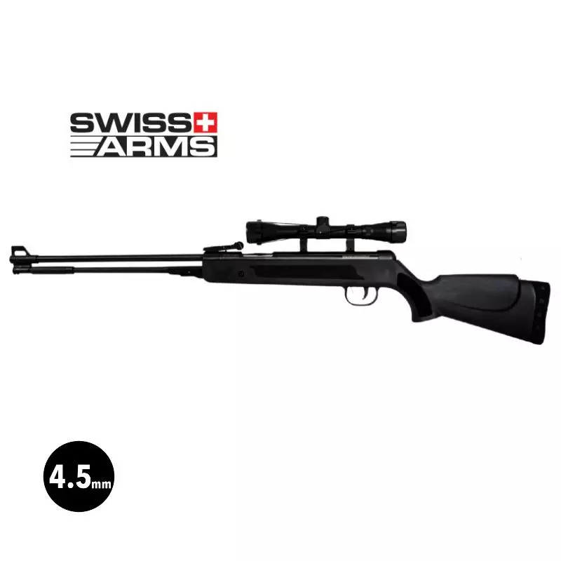 SWISS ARMS CROW BLACK RIFLE + SCOPE - Pellets 4.5mm / 10J