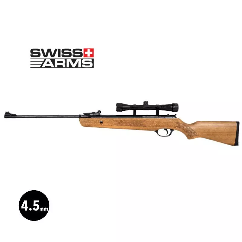SWISS ARMS CONDOR WOOD RIFLE + SCOPE - Pellets 4.5mm / 19.5J