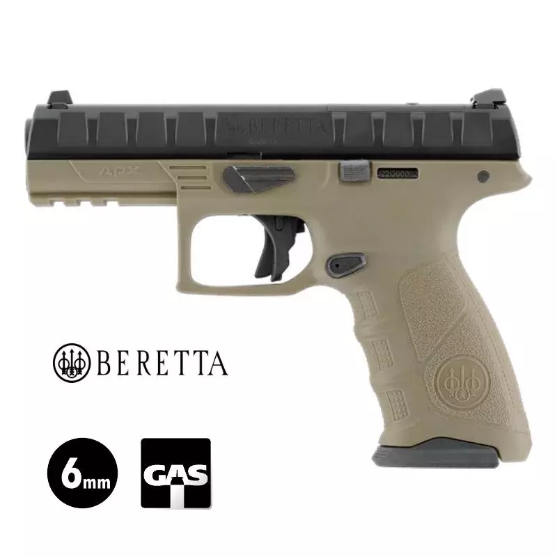 BERETTA APX RDO AIRSOFT PISTOL FDE Tan - Blowback - 6mm BB - Gas