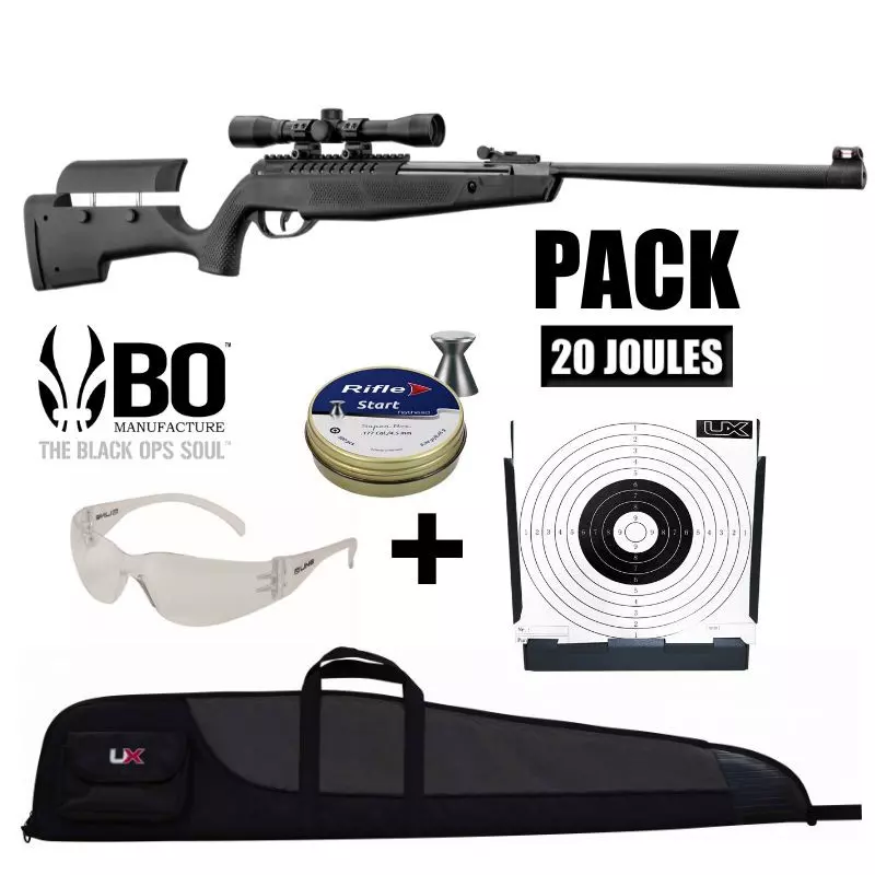 BLACK OPS BENNING AIR RIFLE PACK + 4X32 SCOPE - Pellets 4.5mm / 19.9J