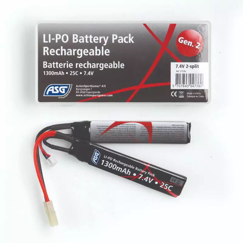 ASG BATTERY LiPo 7.4V / 1300MAH 2 ELEMENTS - Tamiya CONNECTOR