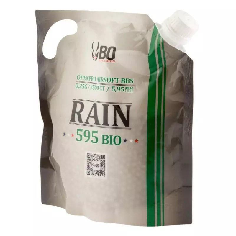 BILLES AIRSOFT BIO 6 MM RAIN BO 0.25 G - SACHET DE 3500BBs