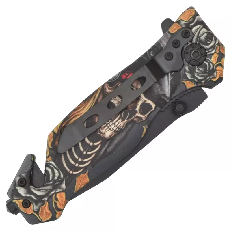 SCK FOLDING KNIFE SKULL AND ROSES