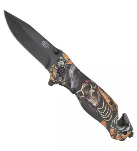 SCK FOLDING KNIFE SKULL AND ROSES