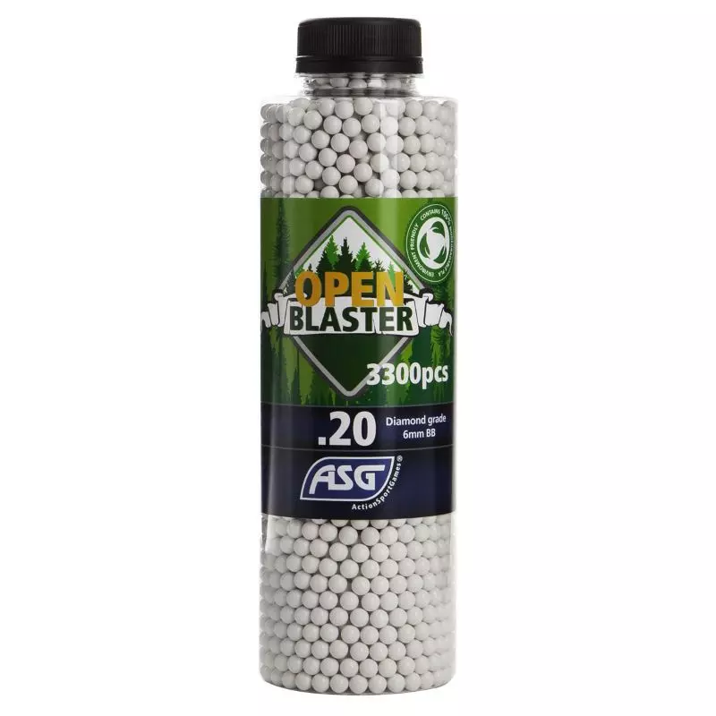 ASG OPEN BLASTER ORGANIC AIRSOFT BBs 0.20 g White BOTTLE OF 3300 BBs