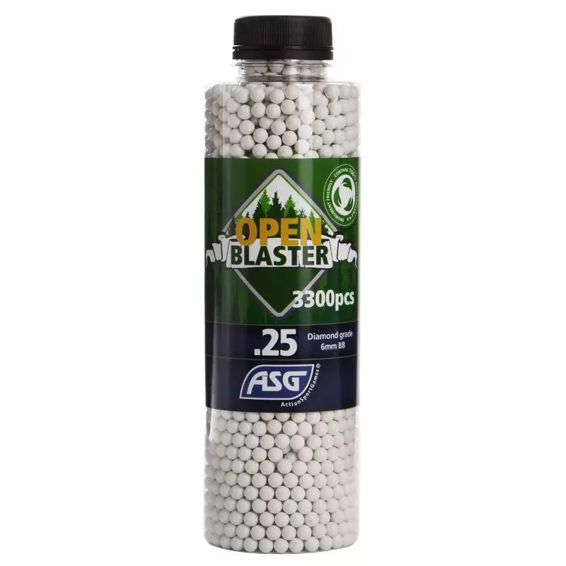 ASG OPEN BLASTER ORGANIC AIRSOFT BBs 0.25 g White BOTTLE OF 3300 BBs