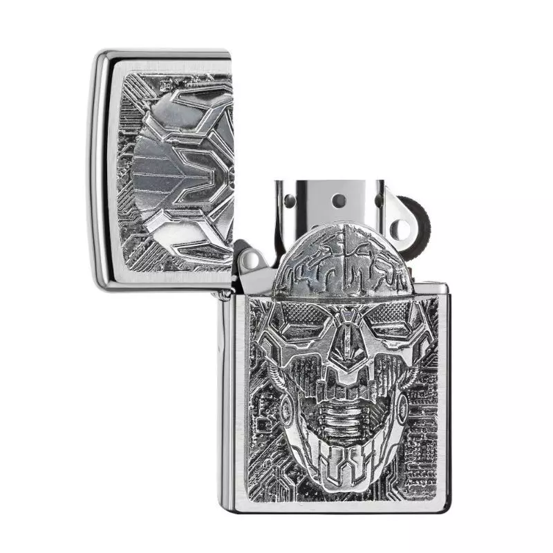 ZIPPO LIGHTER SKULL TECHNIC TRICK Chrome