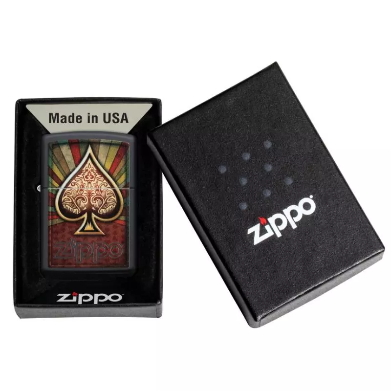 BRIQUET ZIPPO AS DE PIQUE DESIGN Noir