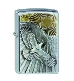 BRIQUET ZIPPO EMBLEME AIGLE VERS LE SOLEIL Chrome