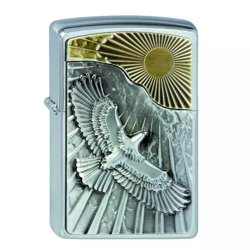 ZIPPO LIGHTER EAGLE TO THE SUN EMBLEM Chrome