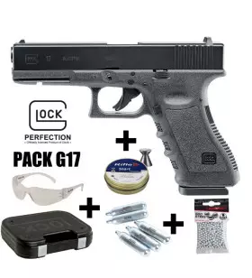 GLOCK 17 AIRGUN PISTOL PACK Black - 4.5 mm BBs or Pellets - CO² 3J