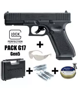 GLOCK 17 Gen5 AIRGUN PISTOL PACK Black - 4.5 mm Pellets - CO² 3J