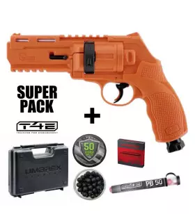 SUPER PACK PISTOLET DE DEFENSE T4E P2P HDR50 Gen2 orange - Cal .50 - 13 Joules