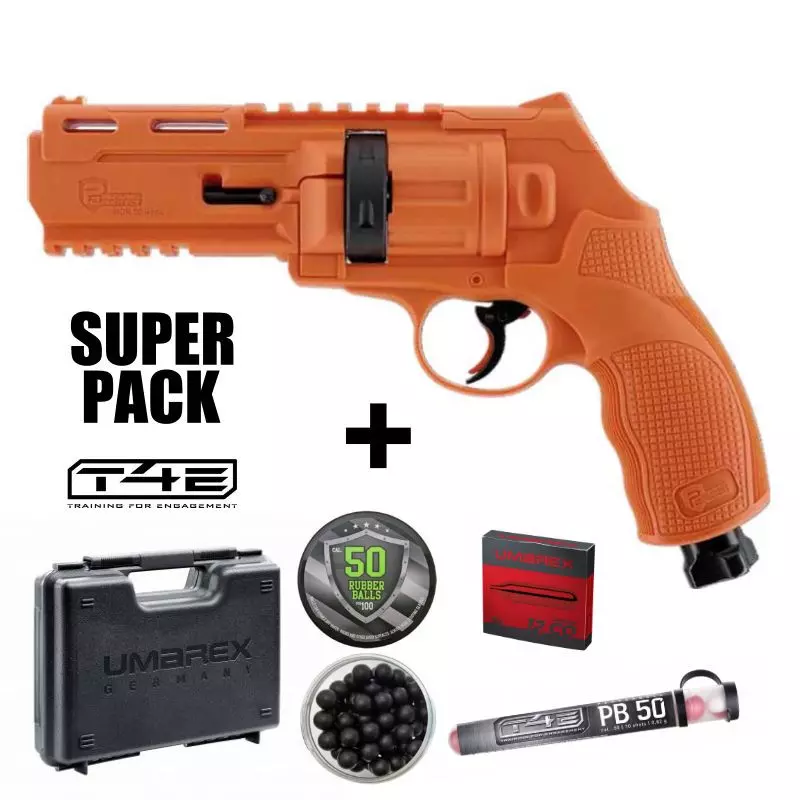 SUPER PACK PISTOLET DE DEFENSE T4E P2P HDR50 Gen2 orange - Cal .50 - 13 Joules