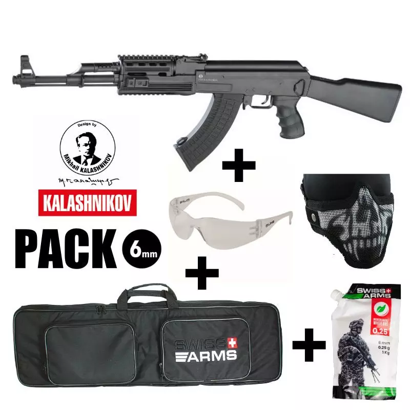 KALASHNIKOV AK 47 AEG AIRSOFT RIFLE PACK Tactical 550BBs 1.4J