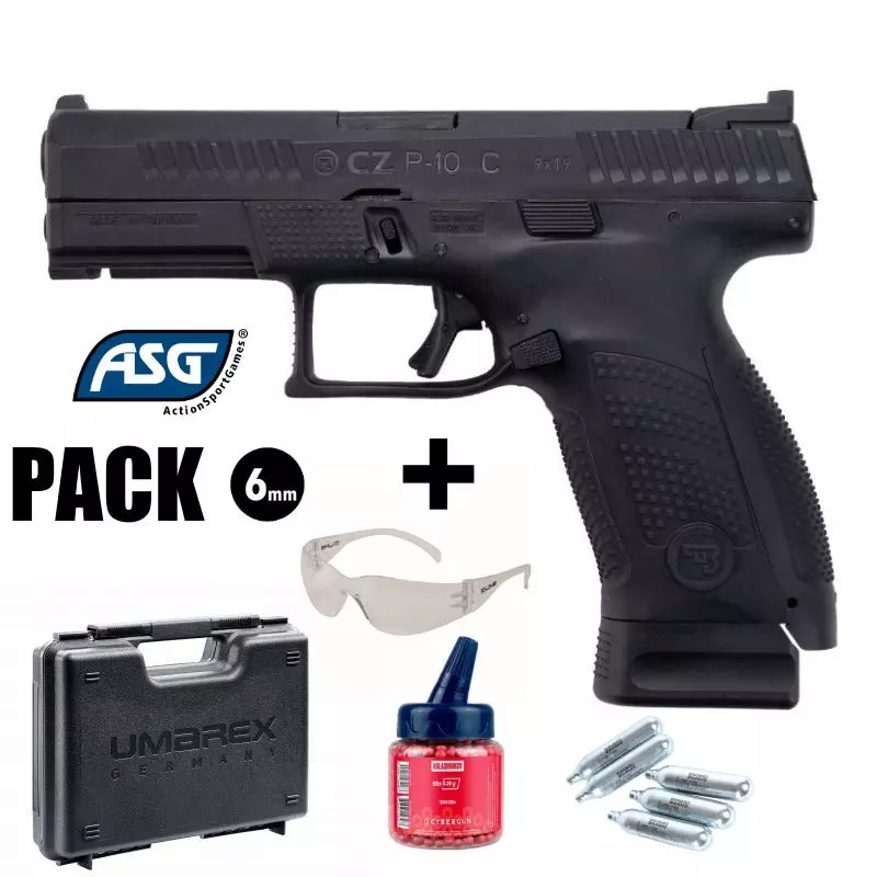 CZ P-10C AIRSOFT PISTOL PACK Black - Blowback - 6 mm BB - CO²