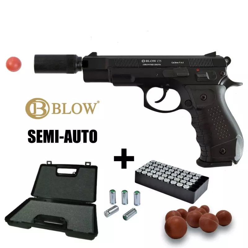 PISTOLET GOMME COGNE BLOW C75 Noir - 9MM PAK