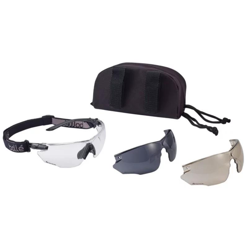 BOLLE COMBAT TACTICAL GLASSES BLACK KIT WITH 3 LENSES