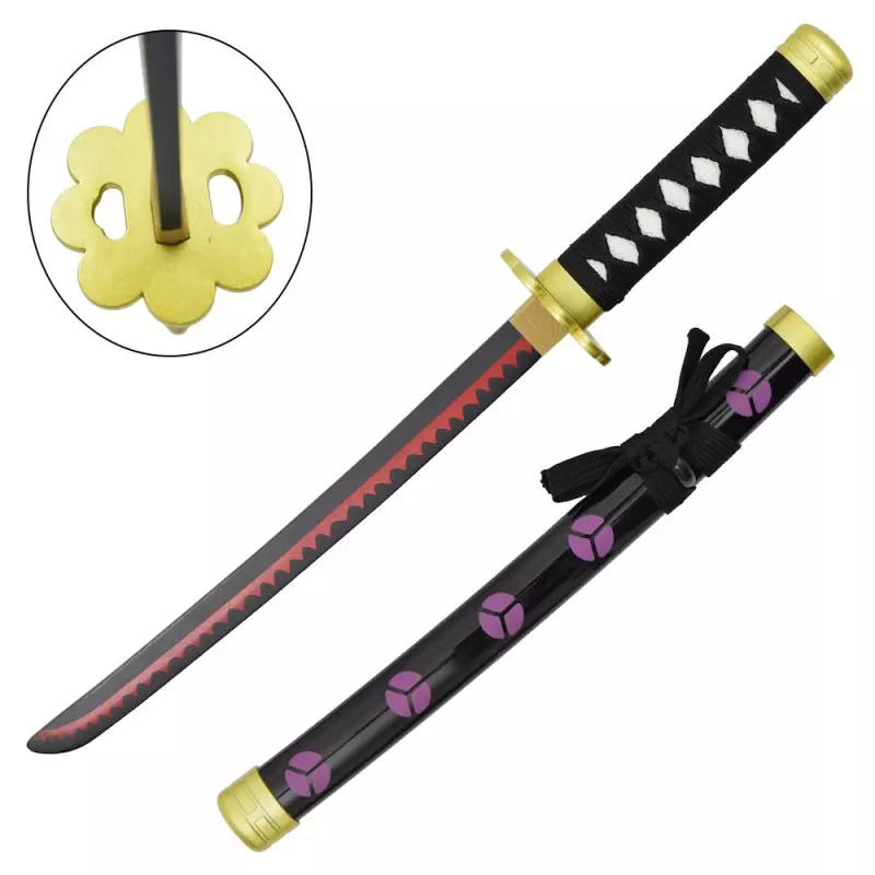 MINI KATANA DECO LAME BAMBOU MOTIF ONE PIECE NOIR ZS511MI-WD