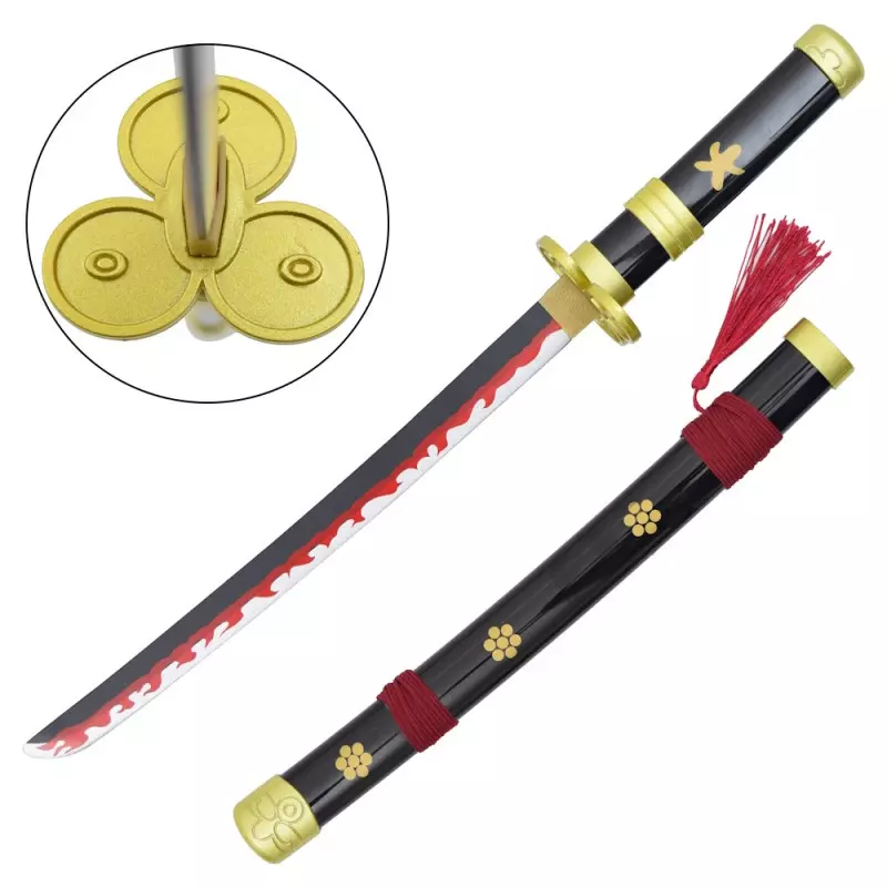 MINI KATANA DECO BAMBOO BLADE ONE PIECE PATTERN BLACK