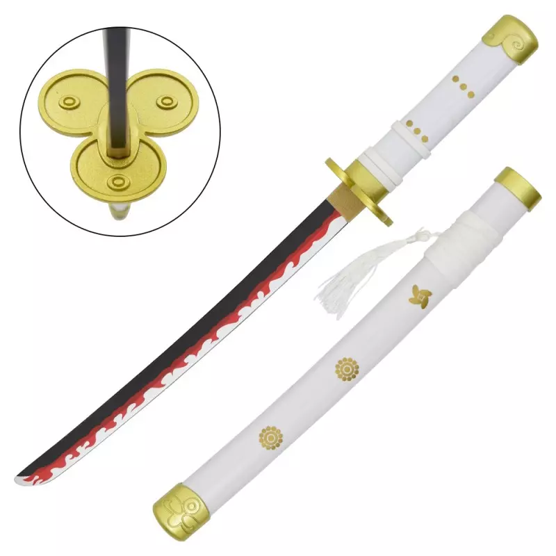 MINI KATANA DECO BAMBOO BLADE ONE PIECE PATTERN WHITE