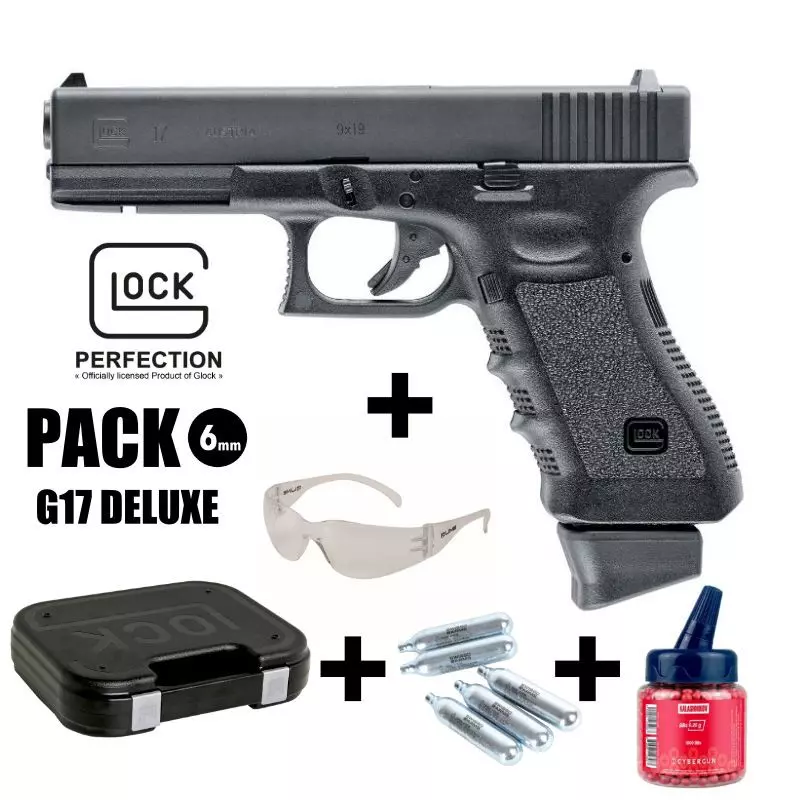 GLOCK 17 DELUXE AIRSOFT PISTOL PACK Black - 6 mm BB - CO² 1J