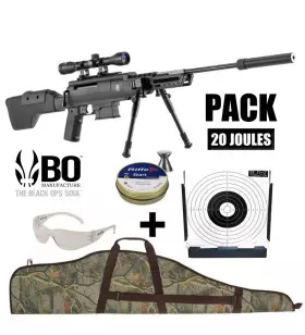 PACK CARABINE A AIR COMPRIME BLACK OPS SNIPER 4.5 Plombs - 19.9J