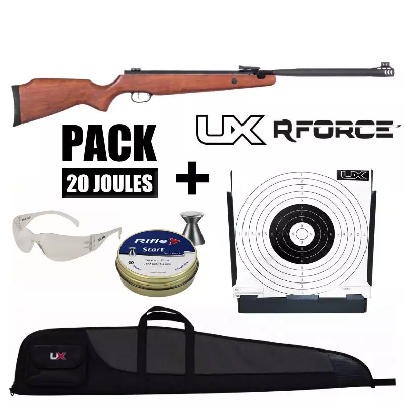 UX R-FORCE WOOD AIR RIFLE PACK - Pellets 4.5mm / 19.9J