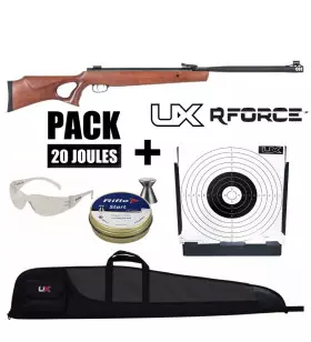 PACK CARABINE AIR COMPRIME UX R-FORCE XTREM BOIS GAS PISTON CAL 4.5MM 19,9 J