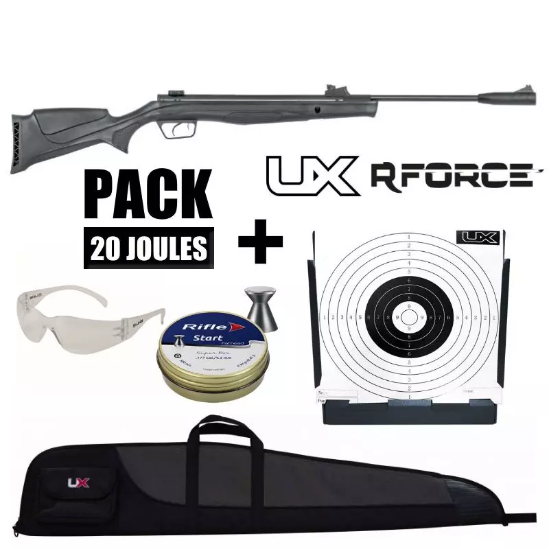 PACK CARABINE AIR COMPRIME UX R-FORCE TARGET GAS PISTON CAL 4.5MM 19,9 J