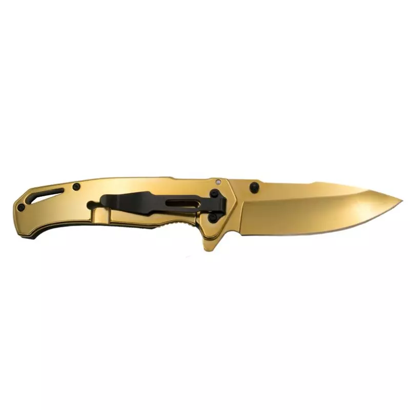 THIRD FOLDING KNIFE SKULL SKELETON PATTERN GOLD BLADE