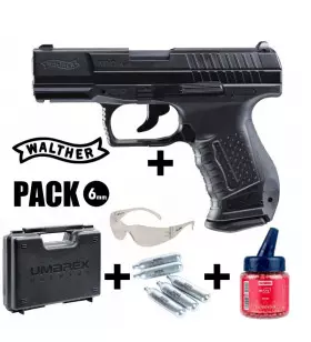 PACK PISTOLET WALTHER P99 DAO Noir - Blowback - 6 mm BB - CO² 2J