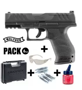 PACK PISTOLET WALTHER PDP COMPACT 4" Black - 6 mm BB CO2