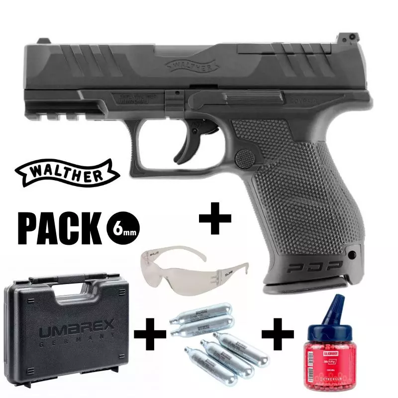 WALTHER PDP COMPACT 4" AIRSOFT PISTOL PACK Black - 6 mm BB CO2