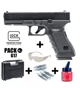 GLOCK 17 AIRSOFT PISTOL PACK Black - 6 mm BB - CO² 2J