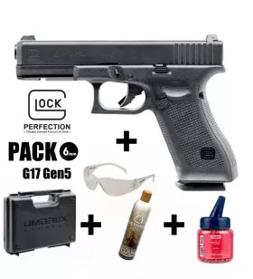 GLOCK 17 Gen5 AIRSOFT PISTOL PACK Black - 6 mm BB - Gas 1J