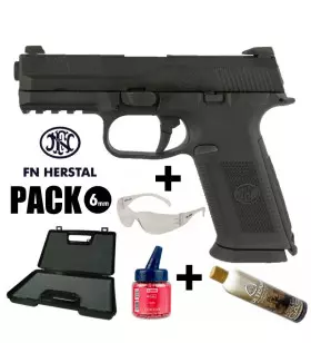 FN HERSTAL FNS-9 GBB AIRSOFT PISTOL PACK - Blowback - 6 mm BB - Gaz 0.8J