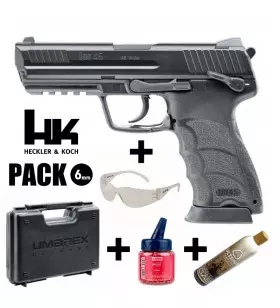 HECKLER & KOCH HKP45 AIRSOFT PISTOL PACK Black - Blowback - 6 mm BB Gas