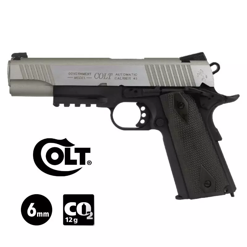 COLT 1911 RAIL GUN AIRSOFT PISTOL Dual tone - Blowback 6 mm BB - CO²