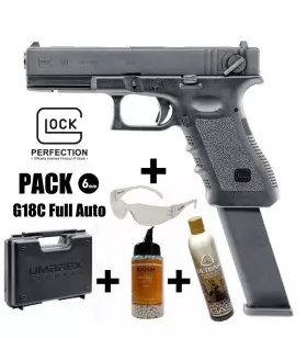 GLOCK 18C FULL AUTO AIRSOFT PISTOL Black - 6 mm BB - Gas 1J