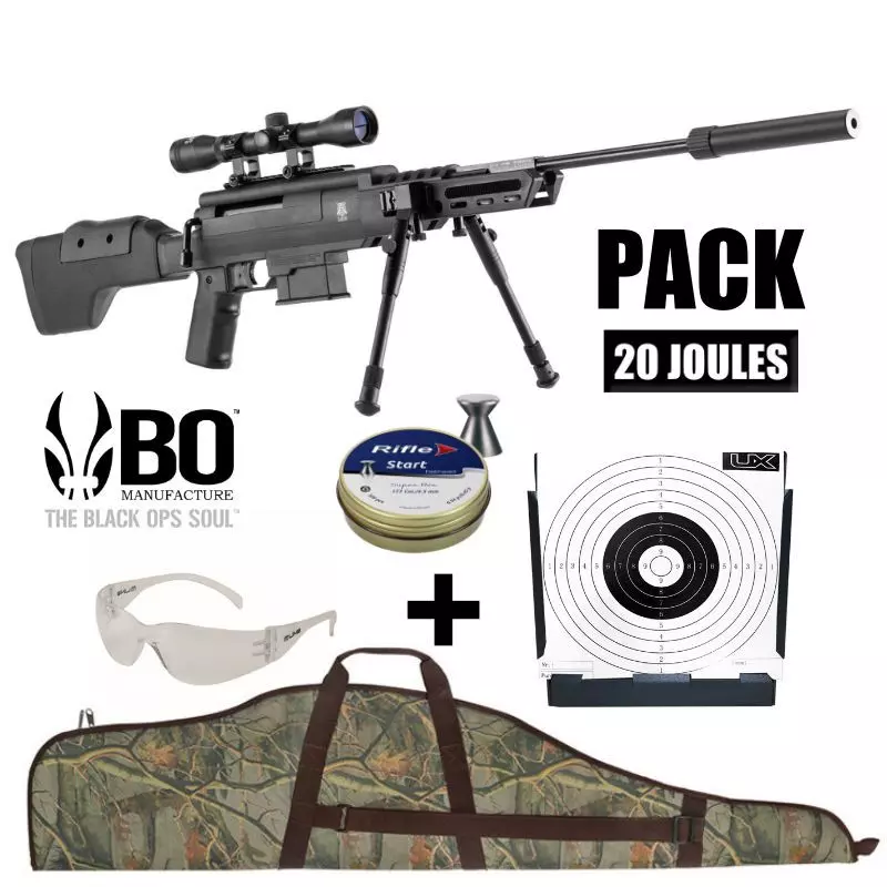 BLACK OPS SNIPER AIR RIFLE + 4X32 SCOPE - Pellets 4.5mm / 19.9J