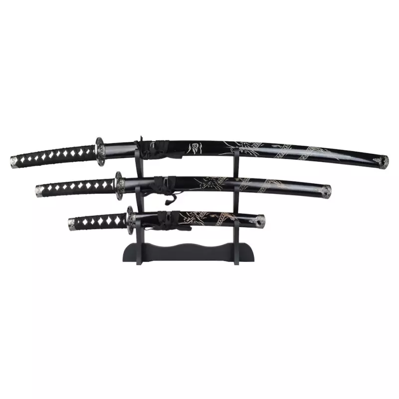 ORNAMENTAL SET KATANA-WAKIZASHI-TANTO BLACK