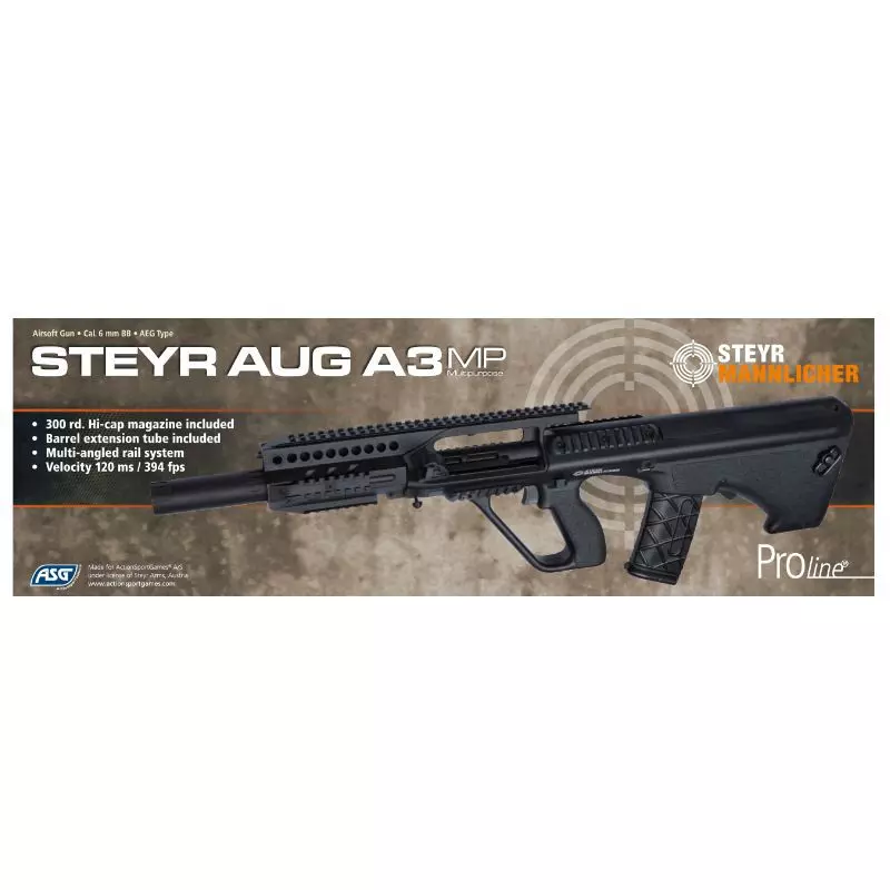 ASG STEYR AUG A3 MP AIRSOFT RIFLE Black - 6mm BB / 1.4J